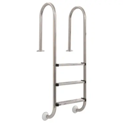 The Living Store Lestev za bazen s 3 stopnicami nerjaveče jeklo 304 120 cm - Bazenska Lestev