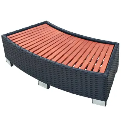 The Living Store Stopnica za masažni bazen poli ratan 92x45x25 cm črna - Spa Stopnica