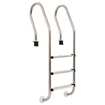 The Living Store Lestev za bazen s 3 stopnicami nerjaveče jeklo 304 120 cm - Bazenska Lestev