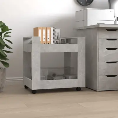 The Living Store Voziček za pisalno mizo betonsko siv 60x45x60 cm inženirski les - Voziček Za Pisalno Mizo