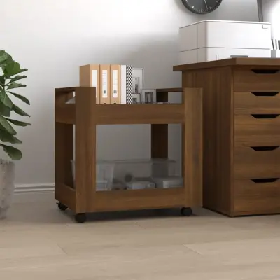 The Living Store Voziček za pisalno mizo rjav hrast 60x45x60 cm inž. les - Voziček Za Pisalno Mizo