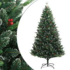 The Living Store Umetna novoletna jelka z rdečimi jagodami 150 cm - Umetna Novoletna Jelka