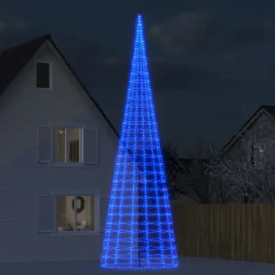 The Living Store Osvetljena novoletna jelka na drogu 3000 LED modra 800 cm - Osvetljena Novoletna Jelka