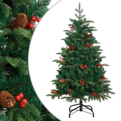 The Living Store Umetna novoletna jelka s storži in jagodami 150 cm - Umetna Novoletna Jelka