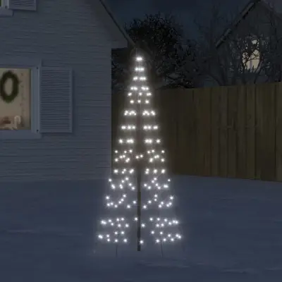 The Living Store Osvetljena novoletna jelka na drogu 200 LED hladno bela 180 cm - Osvetljena Novoletna Jelka