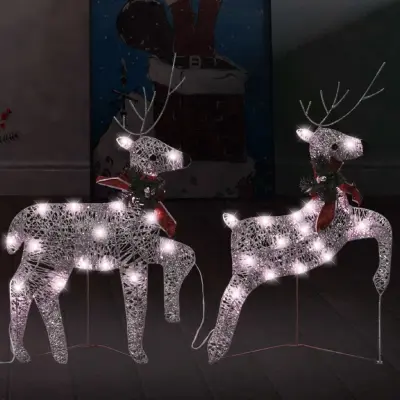 The Living Store Božični severni jeleni 2 kosa zlati 40 LED akril - Božični Severni Jelen