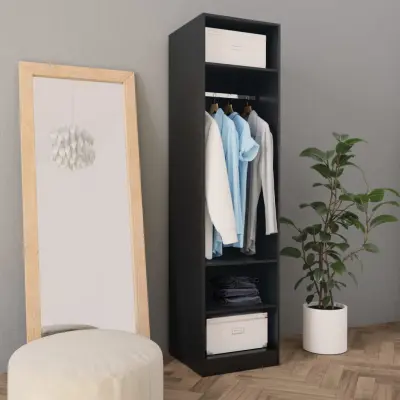 The Living Store Garderobna omara črna 50x50x200 cm iverna plošča - Garderobna Omara
