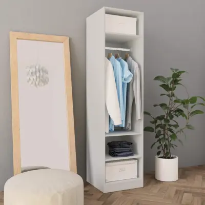 The Living Store Garderobna omara bela 50x50x200 cm iverna plošča - Garderobna Omara
