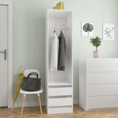 The Living Store Garderobna omara s predali visok sijaj bela 50x50x200 cm - Garderobna Omara