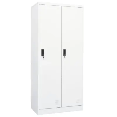 The Living Store Garderobna omara bela 80x50x180 cm jeklo - Garderobna Omara