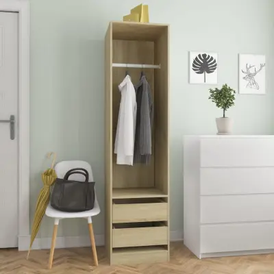 The Living Store Garderobna omara s predali sonoma hrast 50x50x200 cm iverna pl. - Garderobna Omara