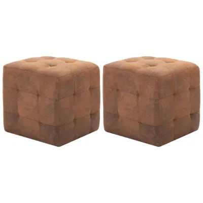 The Living Store Tabure 2 kosa rjav 30x30x30 cm umetno usnje semiš - Tabure