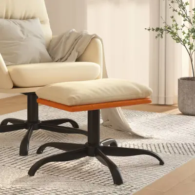 The Living Store Stolček za noge krem 60x60x36 cm blago in umetno usnje - Stolček Za Noge
