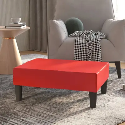 The Living Store Stolček za noge rdeč 78x56x32 cm umetno usnje - Stolček Za Noge