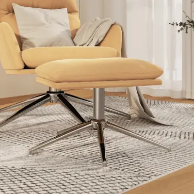 The Living Store Stolček za noge krem 60x60x35 cm tkanina iz mikrovlaken - Stolček Za Noge