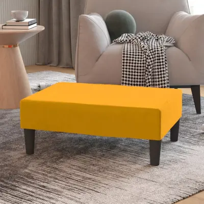 The Living Store Stolček za noge rumen 78x56x32 cm žamet - Stolček Za Noge