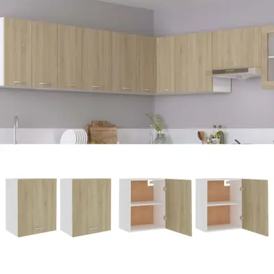The Living Store Viseča omarica 2 kosa sonoma hrast 50x31x60 cm iverna plošča - Viseča Omarica