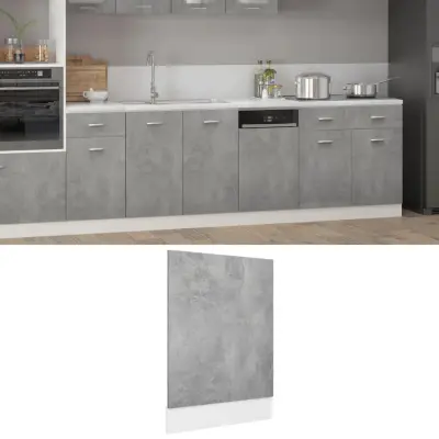 The Living Store Plošča za pomivalni stroj betonsko siva 45x3x67 cm iverna pl. - Plošča Za Pomivalni Stroj