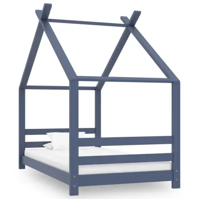 The Living Store Otroški posteljni okvir siv iz trdne borovine 80x160 cm - Otroški Posteljni Okvir