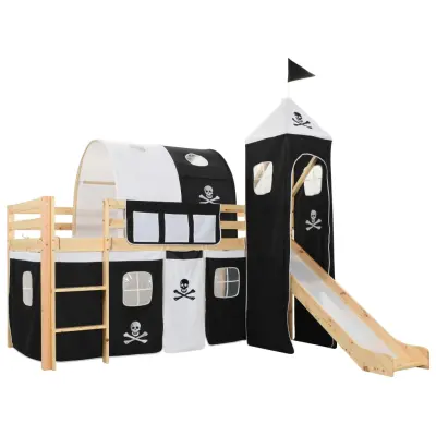 The Living Store Otroški pograd s toboganom in lestvijo borovina 97x208 cm - Otroški Pograd