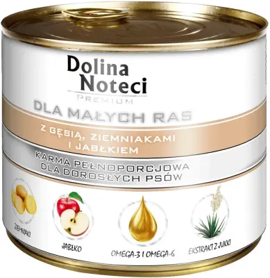 DOLINA NOTECI Premium z gosjo, krompirjem in jabolkom - mokra hrana za odrasle pse malih pasem - 185g