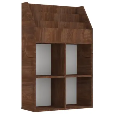 vidaXL Otroško stojalo za revije rjav hrast 71x30x114 cm inženir. les