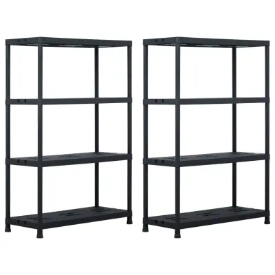 Stojala s policami 2 kosa plastika 220 kg 90x40x138 cm črna