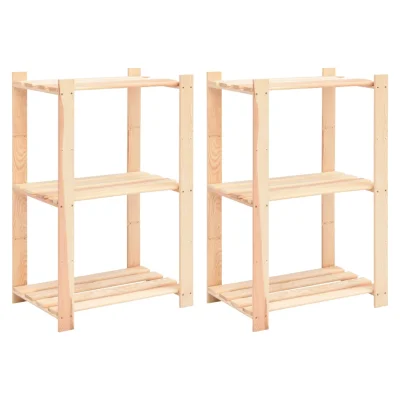 vidaXL Stojalo 3-nadstropno 2 kosa 60x38x90 cm trdna borovina 150 kg