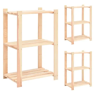 vidaXL Stojalo 3-nadstropno 3 kosi 60x38x90 cm trdna borovina 150 kg