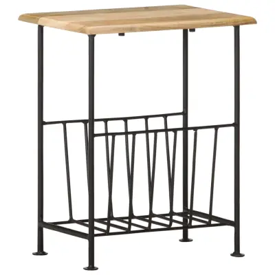 vidaXL Stojalo za revije 40x30x50 cm trden mangov les in jeklo