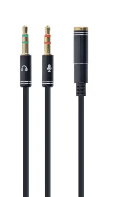 Kabel GEMBIRD CCA-418M (Mini Jack x2 M - 4-Pin, Stereo Jack 3,5 mm F; 0,20 m; črn)