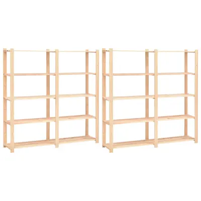 vidaXL Stojalo s policami 5-nadstropno 2 kosa 170x38x170 cm borovina