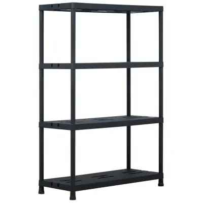 Stojalo s policami plastika 220 kg 90x40x138 cm črno