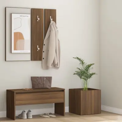 The Living Store Komplet pohištva za predsobo rjavi hrast inženirski les - Komplet Pohištva Za Predsobo