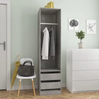 The Living Store Garderobna omara s predali betonsko siva 50x50x200 cm - Garderobna Omara