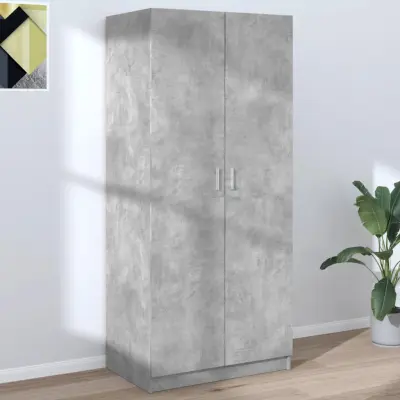 The Living Store Garderobna omara betonsko siva 80x52x180 cm iverna plošča - Garderobna Omara