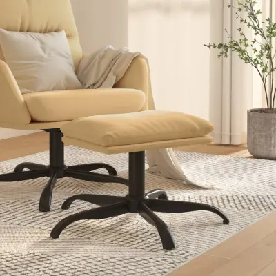 The Living Store Stolček za noge krem 60x60x36 cm tkanina iz mikrovlaken - Stolček Za Noge