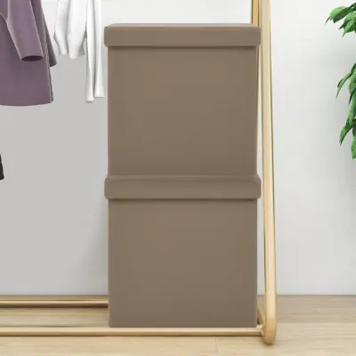 The Living Store Zložljiv stolček s prostorom za shranjevanje 2 kosa kapučino - Stolček S Prostorom Za Shranjevanje