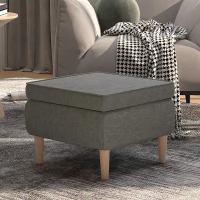 The Living Store Stolček z lesenimi nogami svetlo siv iz blaga - Stolček