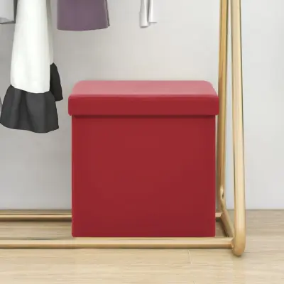 The Living Store Zložljiv stolček s prostorom za shranjevanje vinsko rdeč PVC - Stolček S Prostorom Za Shranjevanje