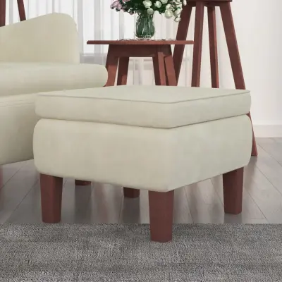The Living Store Stolček z lesenimi nogami krem žamet - Stolček