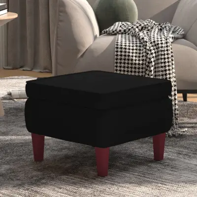 The Living Store Stolček z lesenimi nogami črn žamet - Stolček