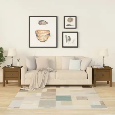 The Living Store Stranske mizice 2 kosa medeno rjave 40x40x39 cm trdna borovina - Stranska Mizica