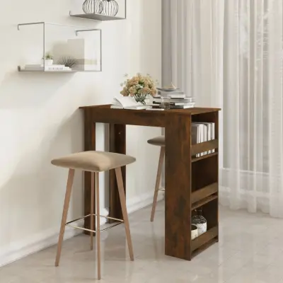 The Living Store Barska miza s policami dimljeni hrast 102x50x103,5 cm inž. les - Barska Miza