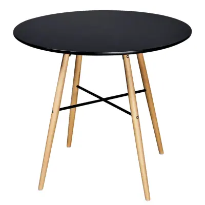 The Living Store Jedilna miza MDF okrogla črna - Jedilna Miza