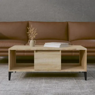 The Living Store Klubska mizica sonoma hrast 90x50x36,5 cm inženirski les - Klubska Mizica