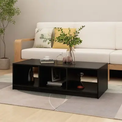 The Living Store Klubska mizica črna 110x50x34 cm trdna borovina - Klubska Mizica