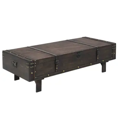 The Living Store Klubska mizica iz trdnega lesa starinski stil 120x55x35 cm - Klubska Mizica