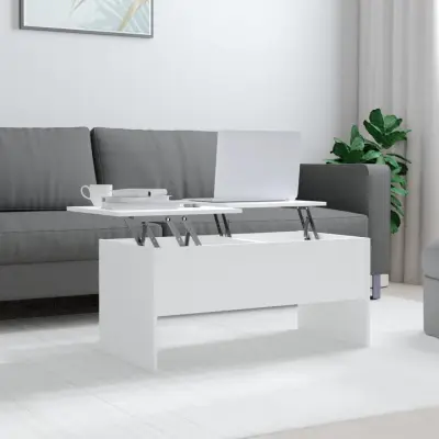 The Living Store Klubska mizica bela 102x50,5x46,5 cm konstruiran les - Klubska Mizica