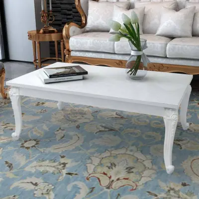 The Living Store Klubska mizica 115x65x42 cm visok sijaj bela - Klubska Mizica V Visokem Sijaju